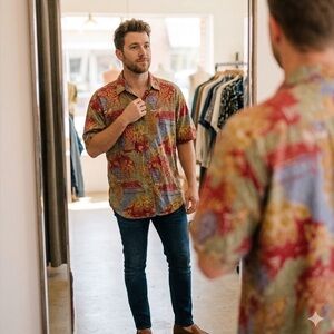 Kenneth Gordon Vintage 90’s Y2K Mens Button Up Shirt Size Medium Multicolor